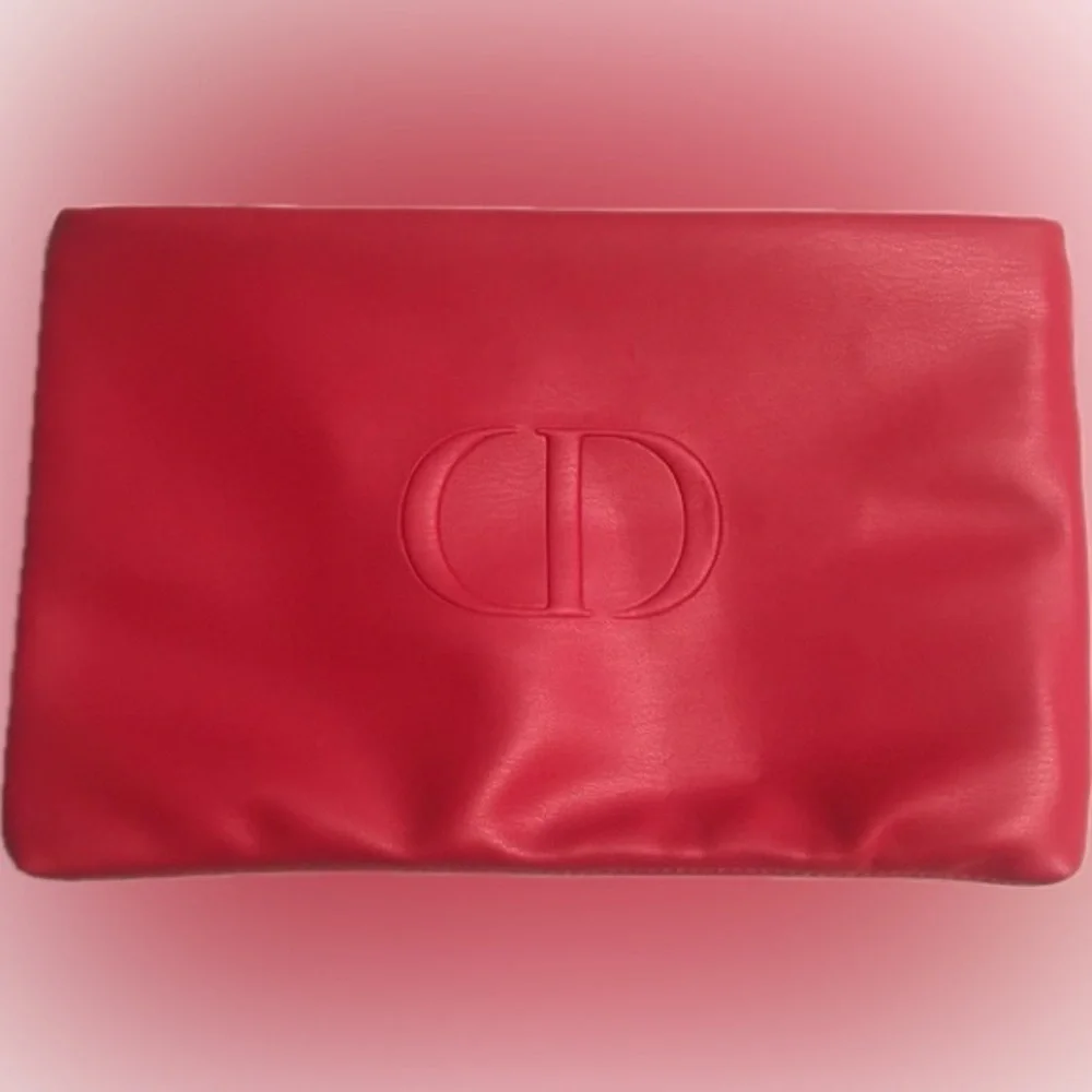 Dior Logo Red & Pink Cosmetic Trousse clutch NWT Christian Dior
